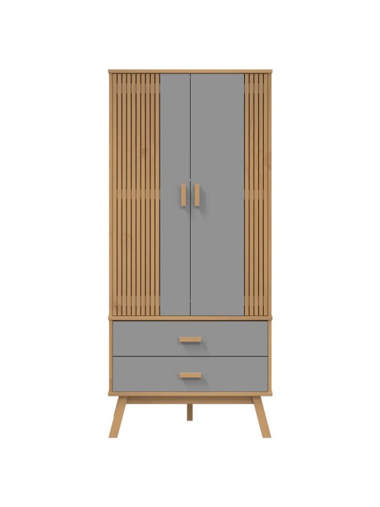 Skapis olden, brūns, pelēks, 76,5x53x172 cm, priedes masīvkoks
