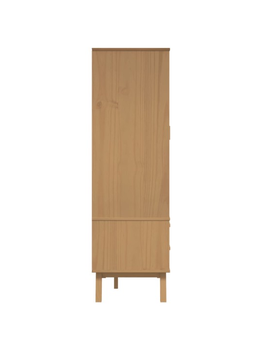 Skapis olden, 76,5x53x172 cm, balts, brūns, priedes masīvkoks