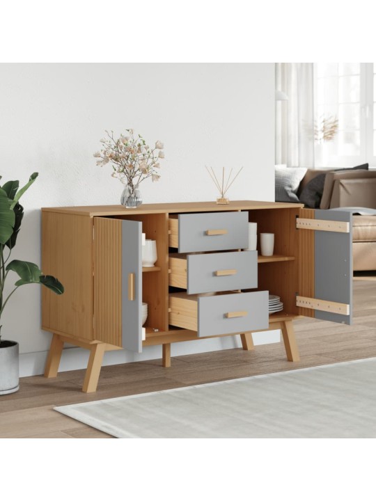 Kumode olden, pelēka, brūna, 114x43x73,5 cm, priedes masīvkoks
