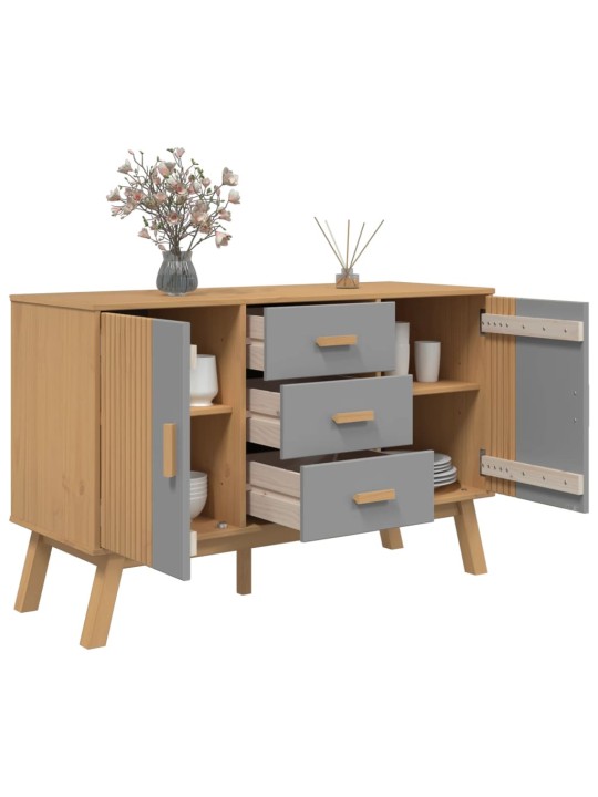 Kumode olden, pelēka, brūna, 114x43x73,5 cm, priedes masīvkoks