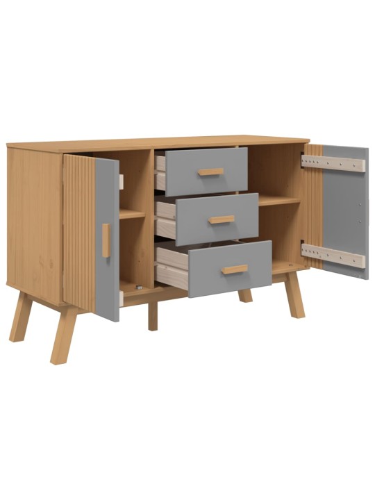 Kumode olden, pelēka, brūna, 114x43x73,5 cm, priedes masīvkoks
