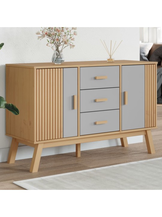 Kumode olden, pelēka, brūna, 114x43x73,5 cm, priedes masīvkoks