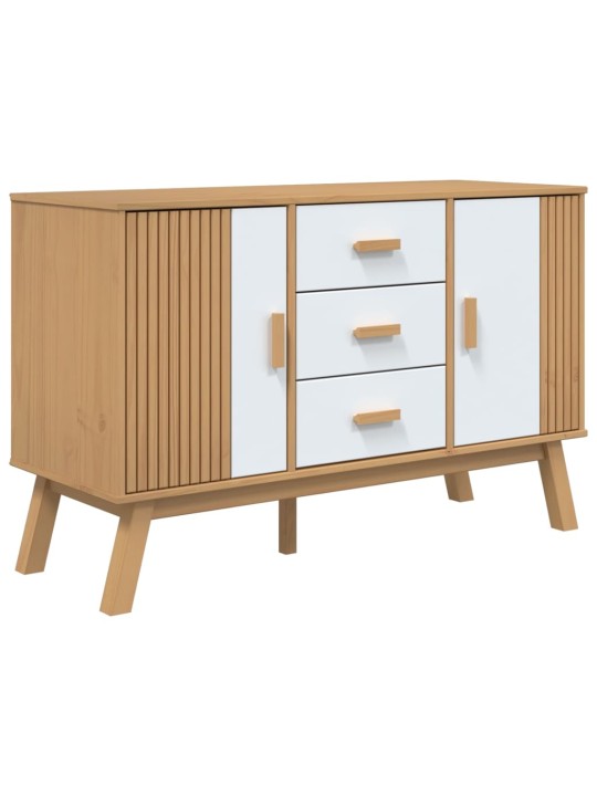 Kumode olden, brūna, balta, 114x43x73,5 cm, priedes masīvkoks
