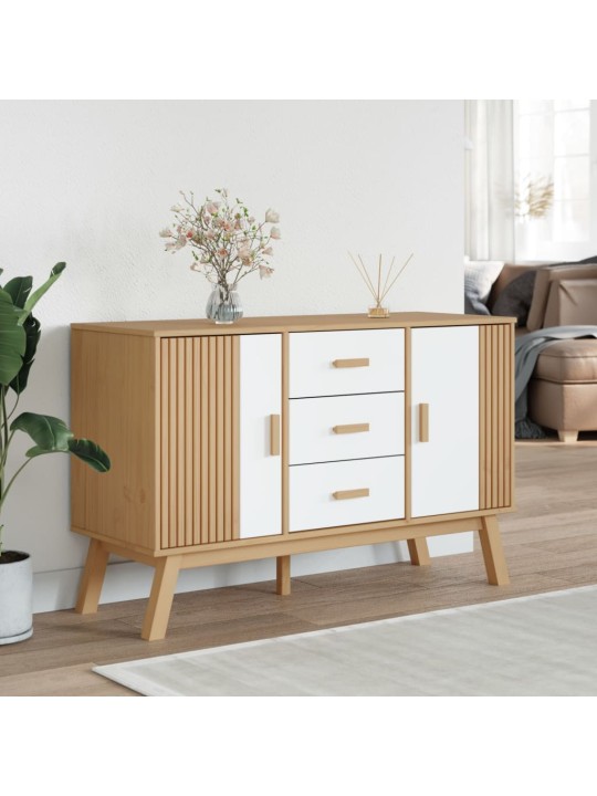 Kumode olden, brūna, balta, 114x43x73,5 cm, priedes masīvkoks