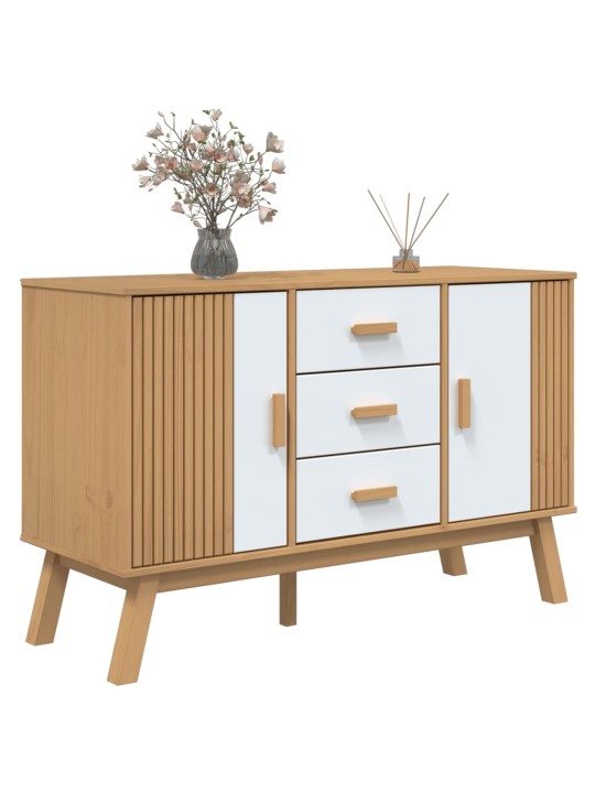 Kumode olden, brūna, balta, 114x43x73,5 cm, priedes masīvkoks