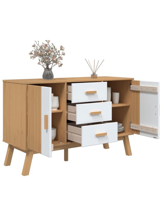 Kumode olden, brūna, balta, 114x43x73,5 cm, priedes masīvkoks