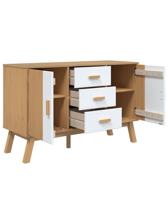Kumode olden, brūna, balta, 114x43x73,5 cm, priedes masīvkoks