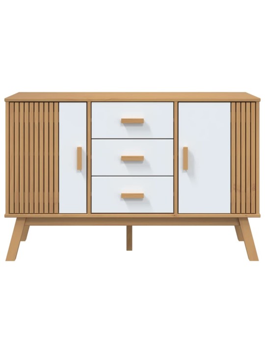 Kumode olden, brūna, balta, 114x43x73,5 cm, priedes masīvkoks