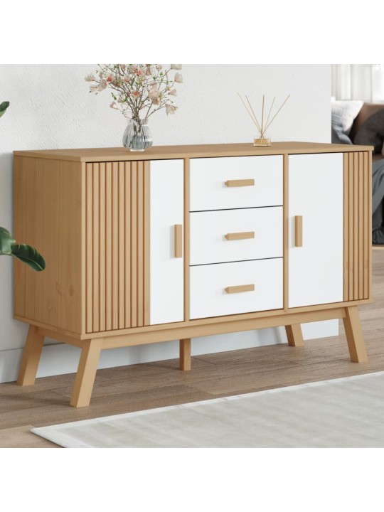 Kumode olden, brūna, balta, 114x43x73,5 cm, priedes masīvkoks