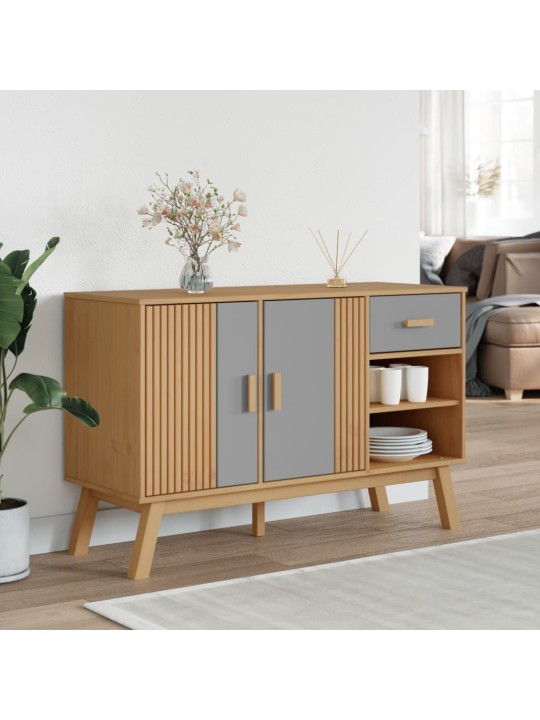 Kumode olden, pelēka, brūna, 114x43x73,5 cm, priedes masīvkoks