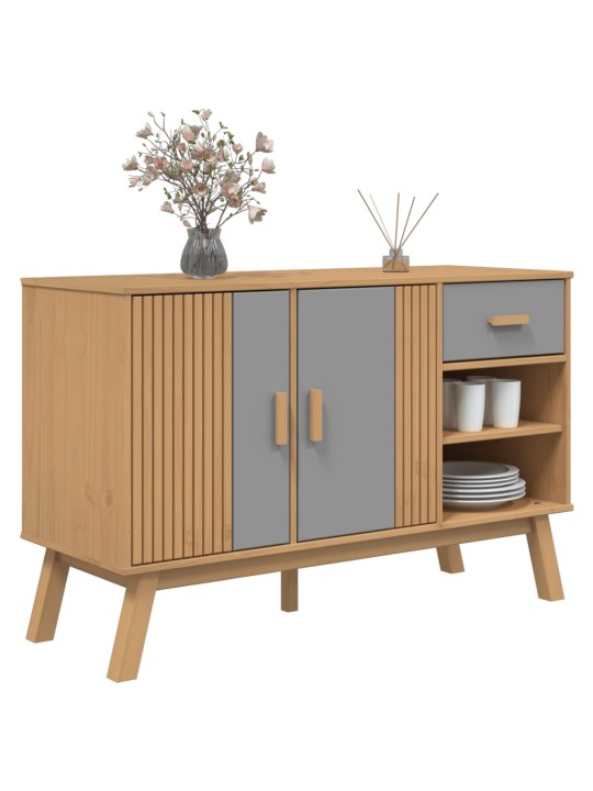 Kumode olden, pelēka, brūna, 114x43x73,5 cm, priedes masīvkoks