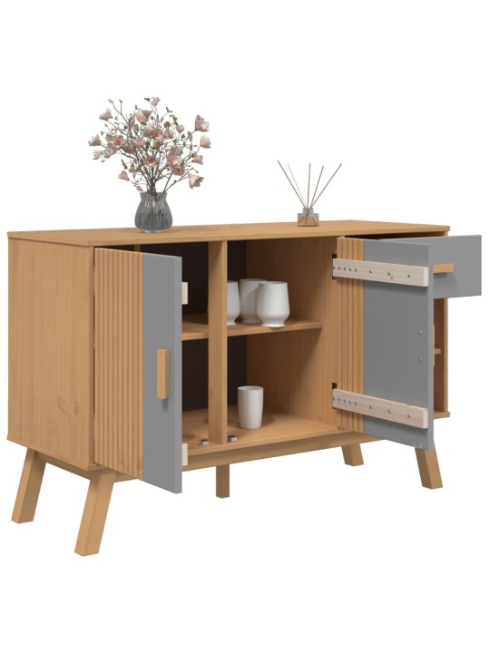 Kumode olden, pelēka, brūna, 114x43x73,5 cm, priedes masīvkoks