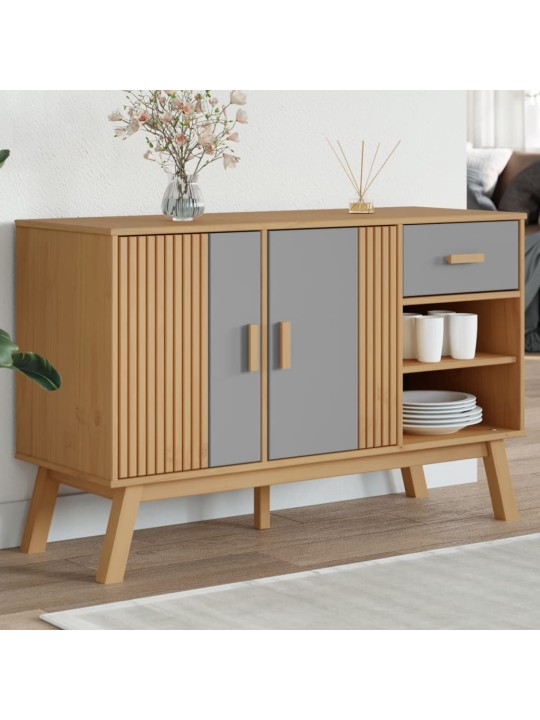 Kumode olden, pelēka, brūna, 114x43x73,5 cm, priedes masīvkoks