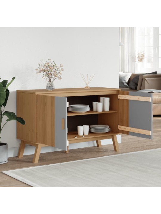 Kumode olden, pelēka, brūna, 114x43x73,5 cm, priedes masīvkoks