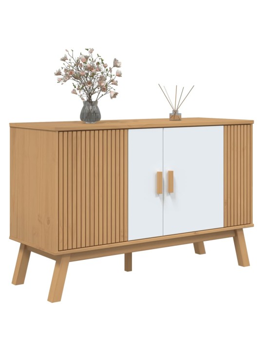 Kumode olden, brūna, balta, 114x43x73,5 cm, priedes masīvkoks