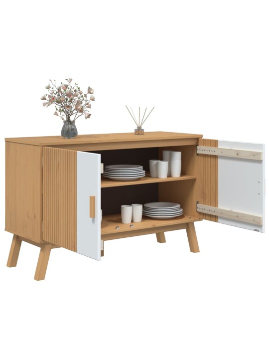 Kumode olden, brūna, balta, 114x43x73,5 cm, priedes masīvkoks