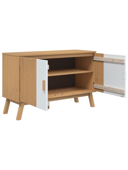 Kumode olden, brūna, balta, 114x43x73,5 cm, priedes masīvkoks