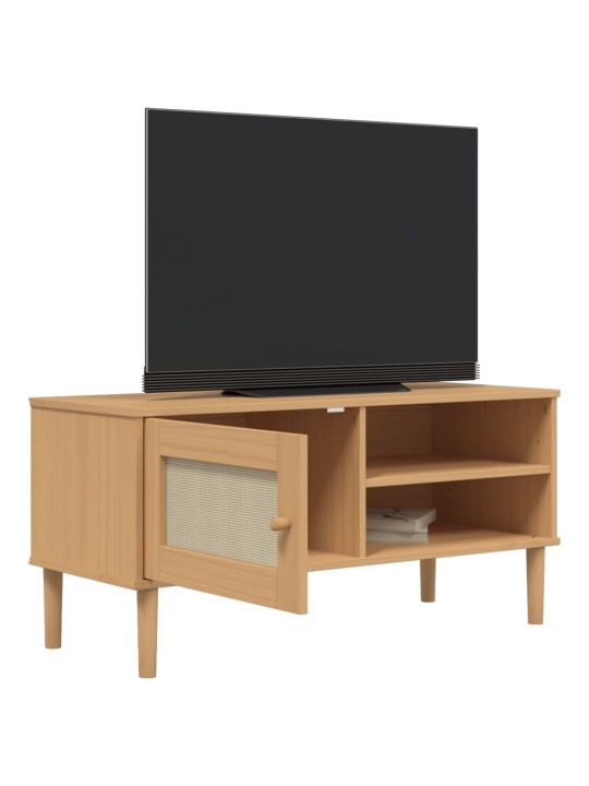 Tv skapītis senja, brūns, 106x40x49 cm, priedes masīvkoks