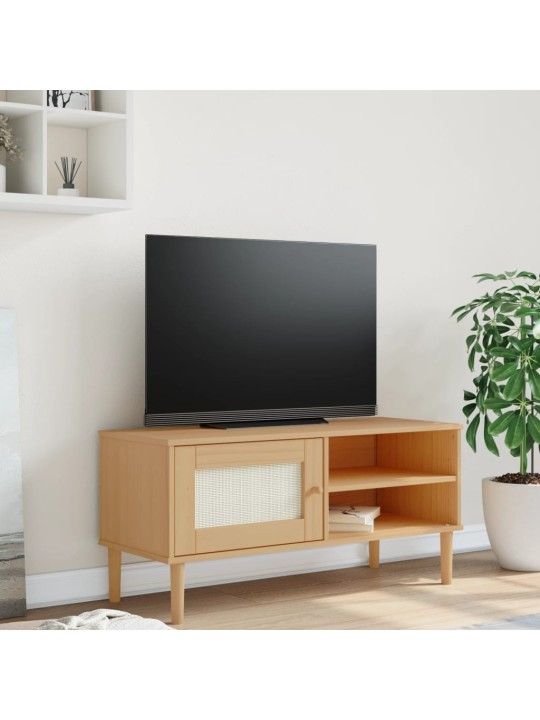 Tv skapītis senja, brūns, 106x40x49 cm, priedes masīvkoks