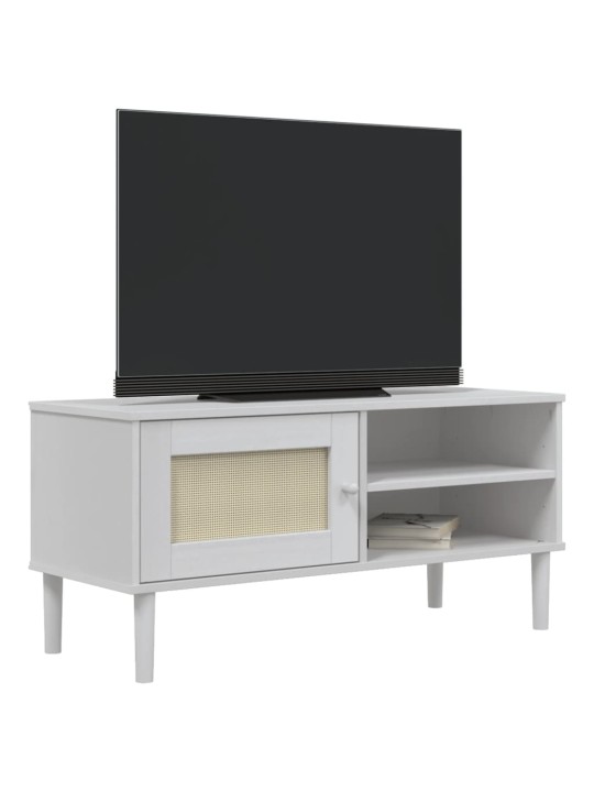 Tv skapītis senja, balts, 106x40x49 cm, priedes masīvkoks