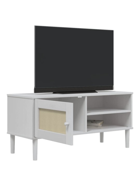 Tv skapītis senja, balts, 106x40x49 cm, priedes masīvkoks