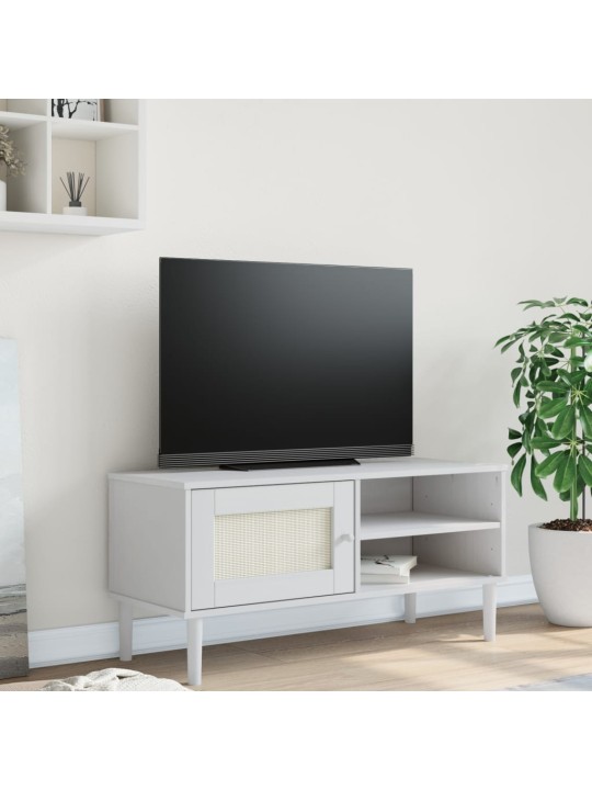 Tv skapītis senja, balts, 106x40x49 cm, priedes masīvkoks