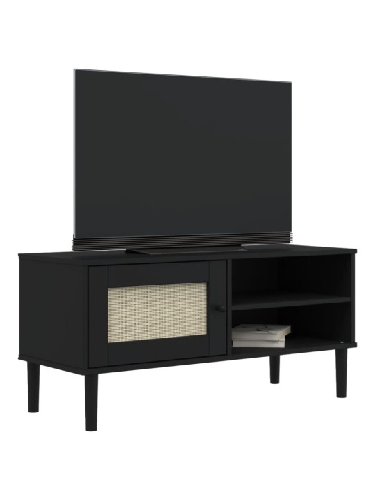 Tv skapītis senja, melns, 106x40x49 cm, priedes masīvkoks