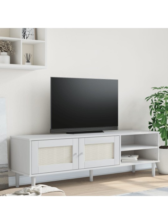 Tv skapītis senja, balts, 158x40x49cm cm, priedes masīvkoks