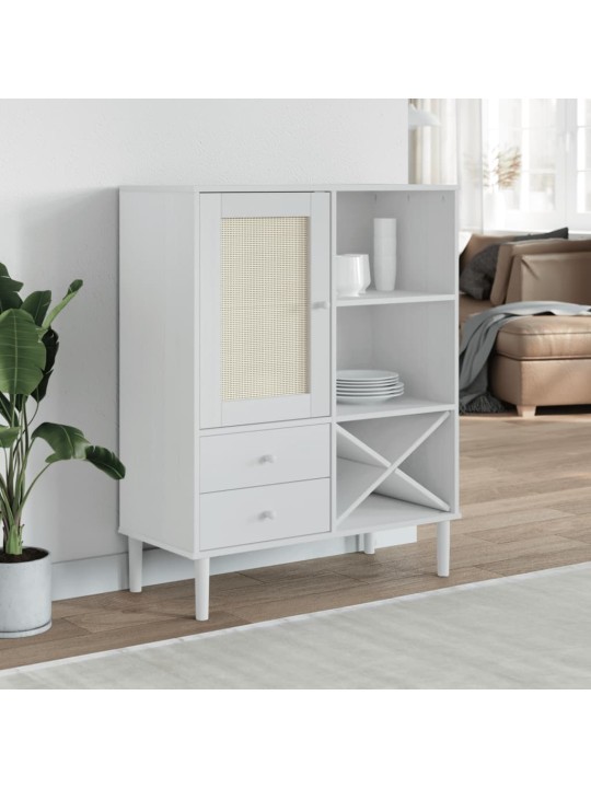 Kumode senja, balta, 90x40x112 cm, priedes masīvkoks