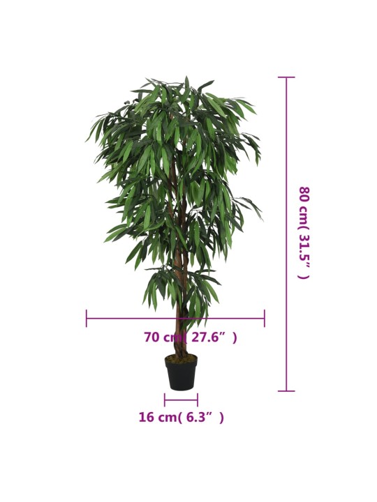 Mākslīgais mango koks, 300 lapas, 80 cm, zaļš