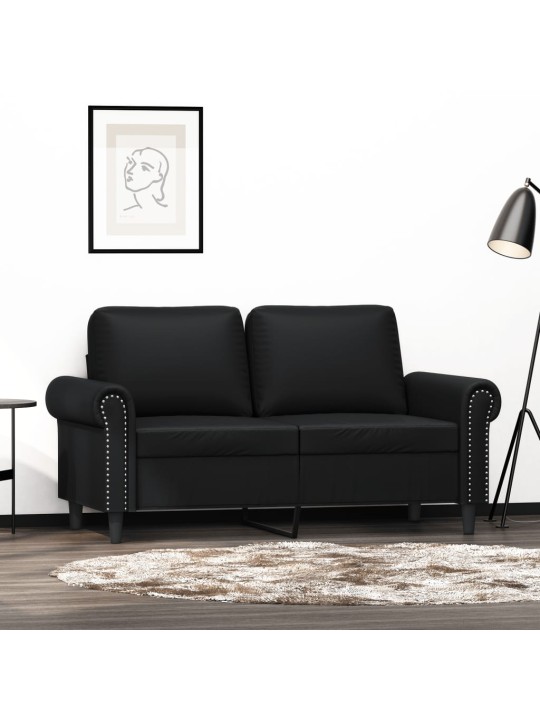 Divvietīgs dīvāns, melns, 120 cm, mākslīgā āda
