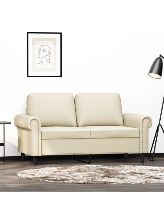 Divvietīgs dīvāns, krēmkrāsas, 120 cm, mākslīgā āda