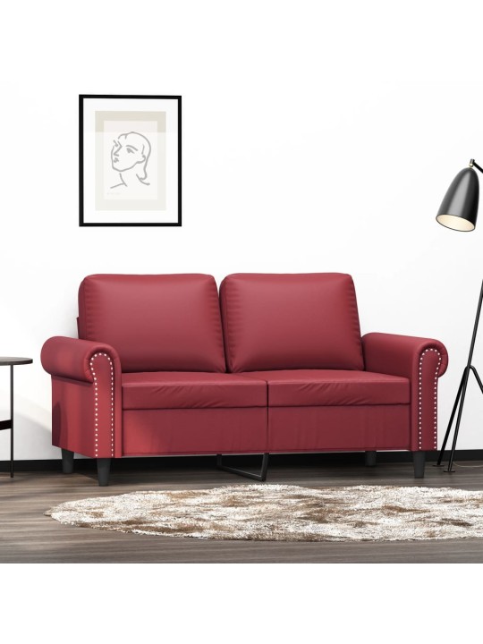 Divvietīgs dīvāns, vīnsarkans, 120 cm, mākslīgā āda