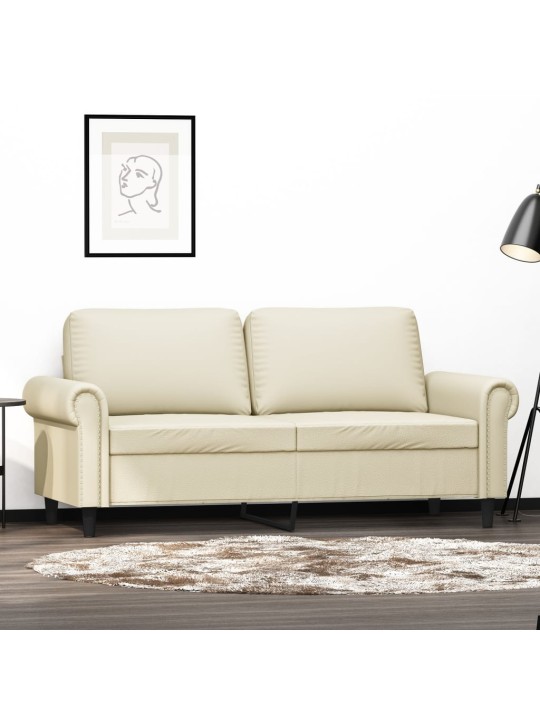 Divvietīgs dīvāns, krēmkrāsas, 140 cm, mākslīgā āda