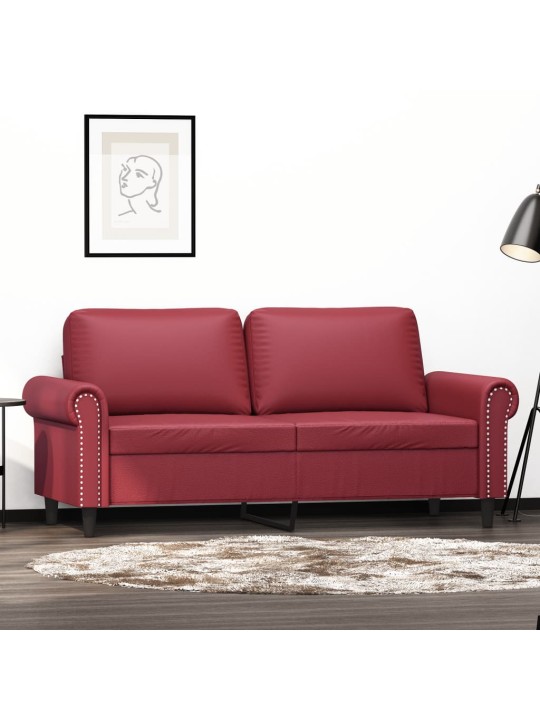 Divvietīgs dīvāns, vīnsarkans, 140 cm, mākslīgā āda