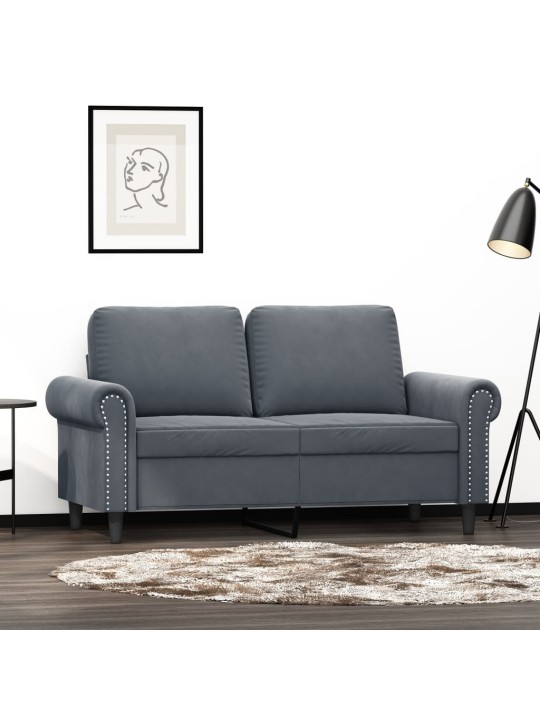 Divvietīgs dīvāns, tumši pelēks, 120 cm, samts