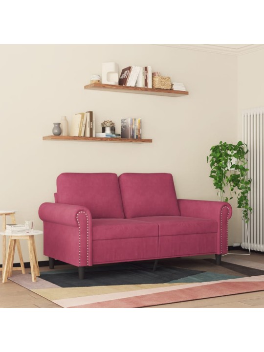 Divvietīgs dīvāns, vīnsarkans, 120 cm, samts