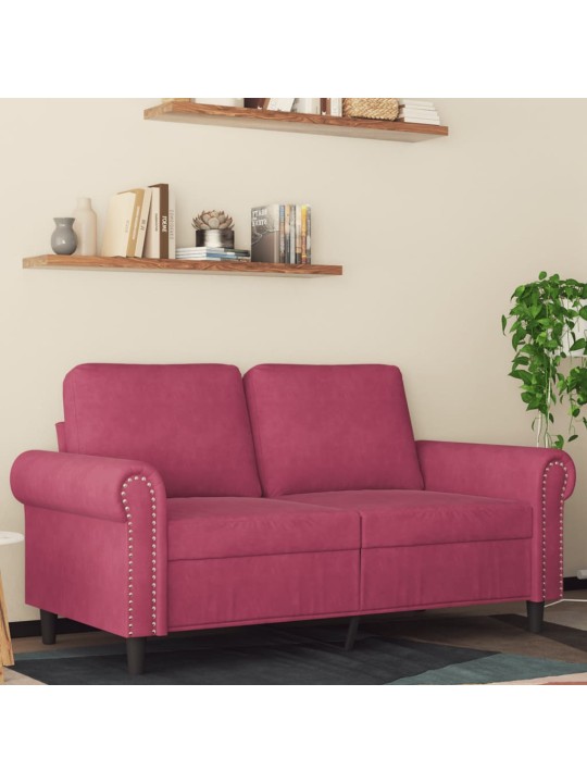 Divvietīgs dīvāns, vīnsarkans, 120 cm, samts