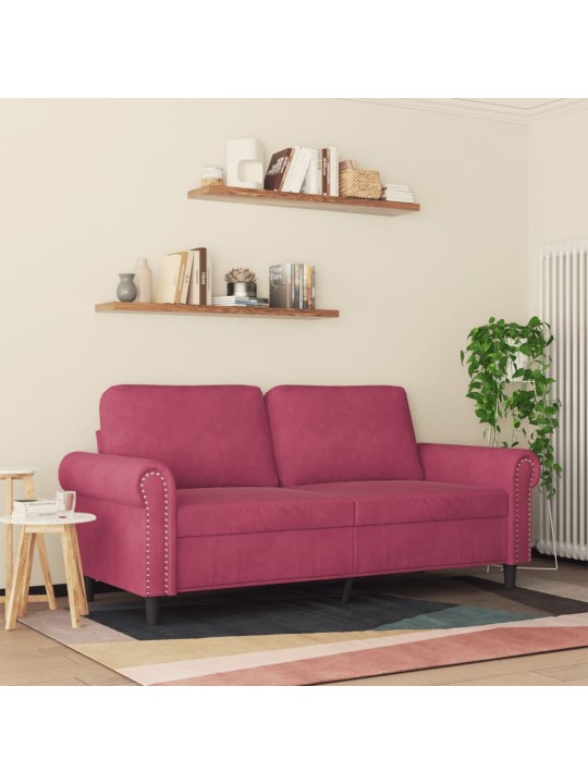 Divvietīgs dīvāns, vīnsarkans samts, 140 cm