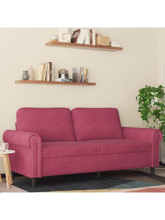 Divvietīgs dīvāns, vīnsarkans samts, 140 cm
