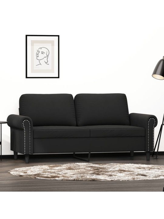 Divvietīgs dīvāns, melns, 140 cm, samts