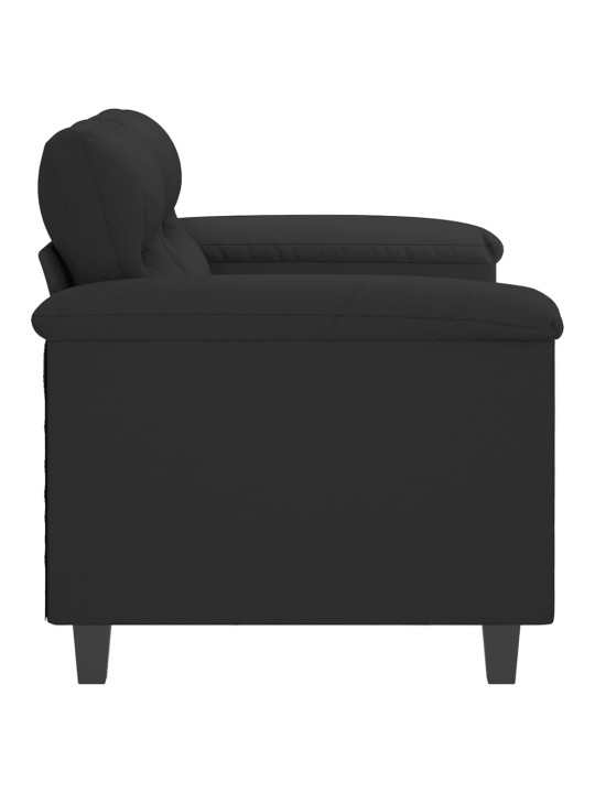Divvietīgs dīvāns, 120 cm, melns mikrošķiedras audums
