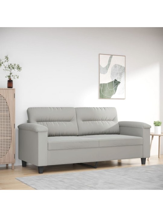 Divvietīgs dīvāns, 140 cm, gaiši pelēks mikrošķiedras audums