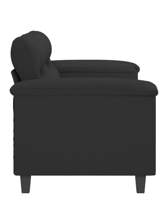 Divvietīgs dīvāns, 140 cm, melns mikrošķiedras audums