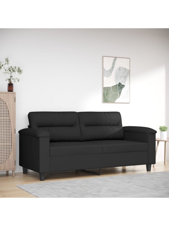 Divvietīgs dīvāns, 140 cm, melns mikrošķiedras audums
