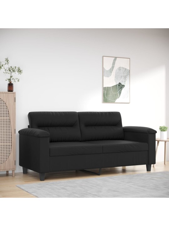 Divvietīgs dīvāns, melns, 140 cm, mākslīgā āda