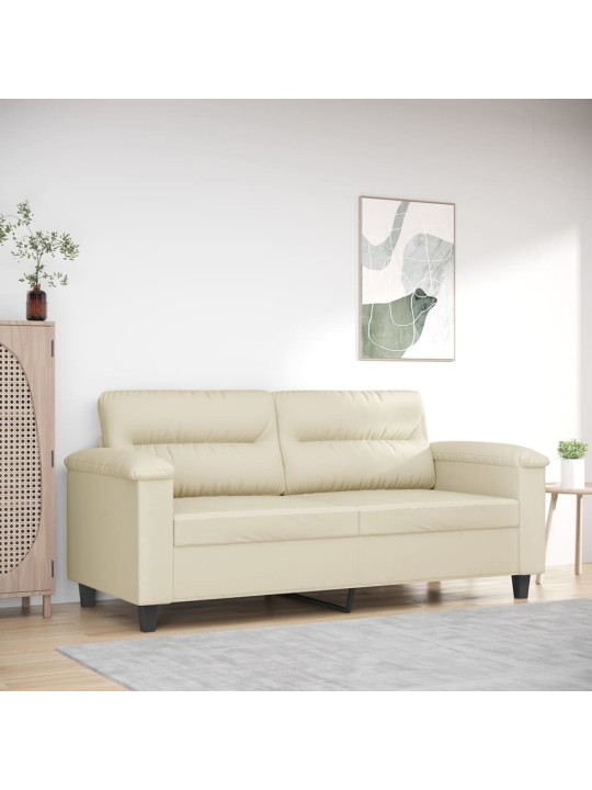 Divvietīgs dīvāns, krēmkrāsas, 140 cm, mākslīgā āda