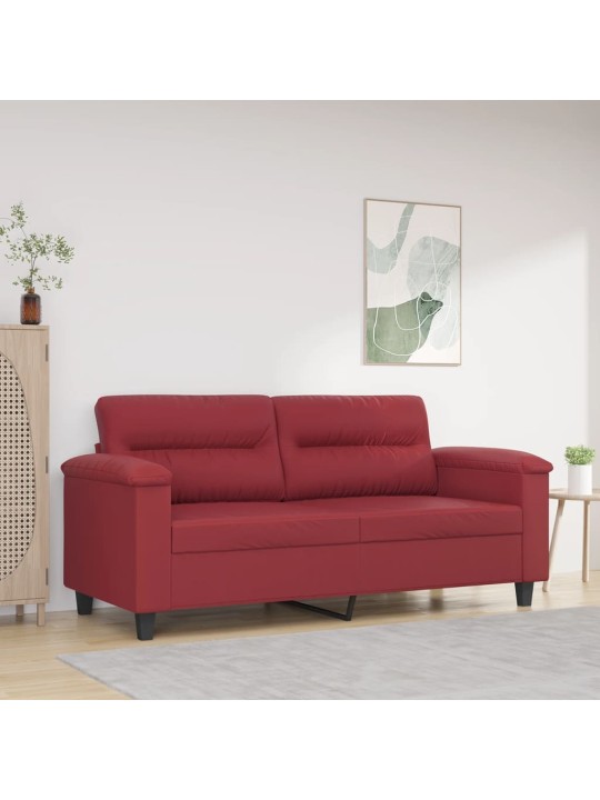 Divvietīgs dīvāns, vīnsarkans, 140 cm, mākslīgā āda