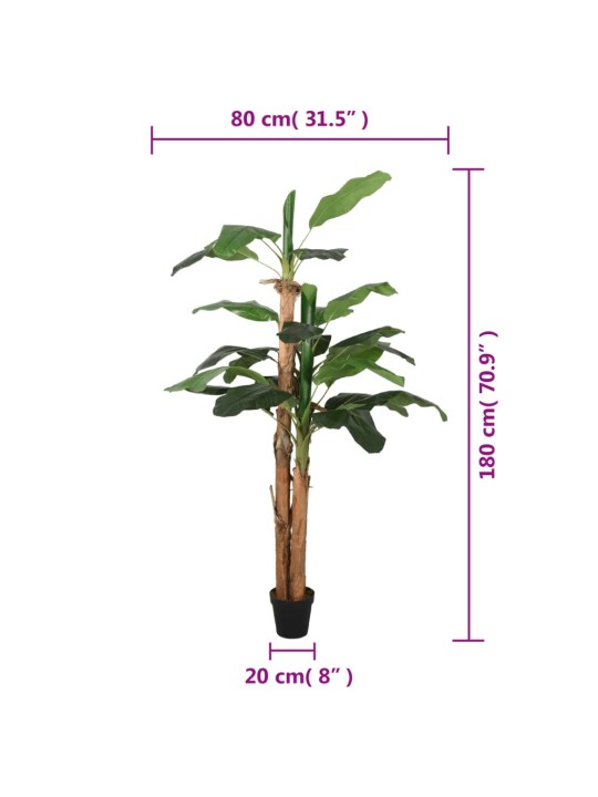 Mākslīgais banānkoks, 19 lapas, 180 cm, zaļš