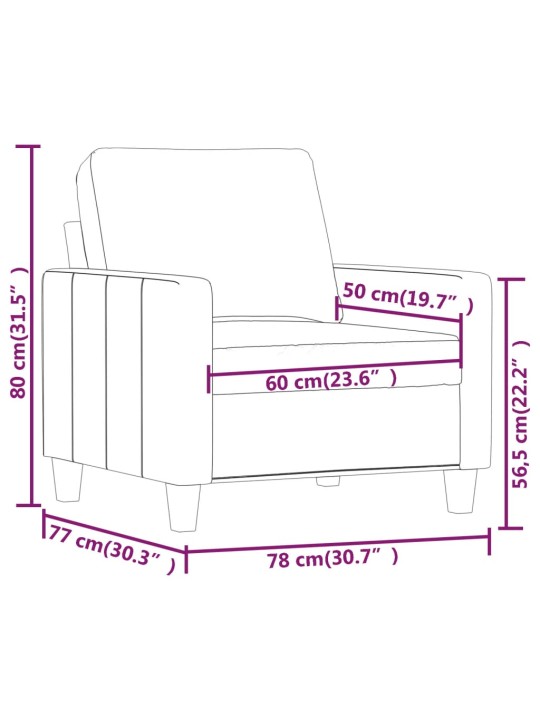 Atpūtas krēsls, pelēks, 60 cm, mākslīgā āda
